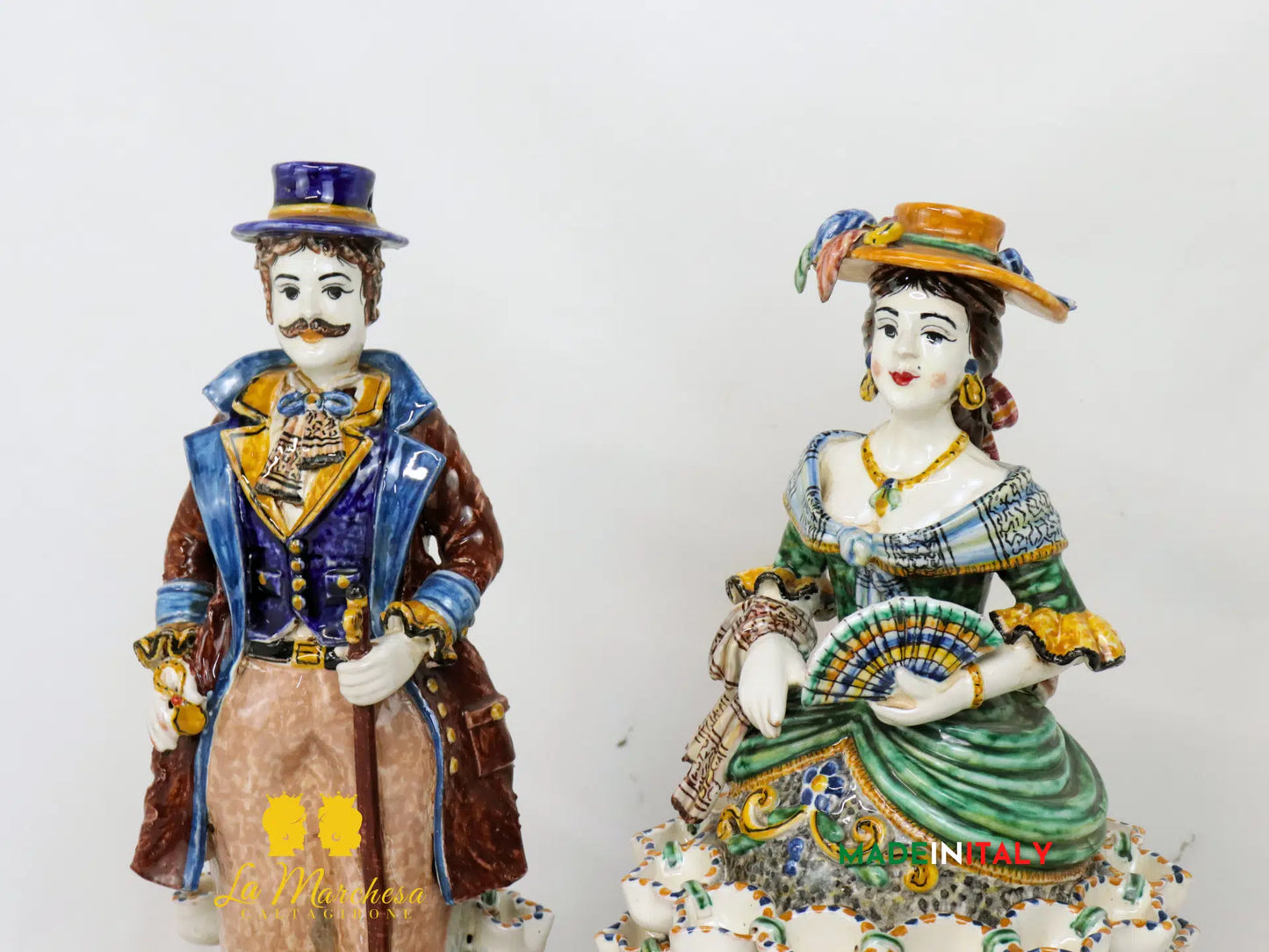 Lumiere in Ceramica di Caltagirone Statuette Decorate 31cm