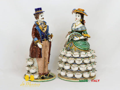 Lumiere in Ceramica di Caltagirone Statuette Decorate 31cm
