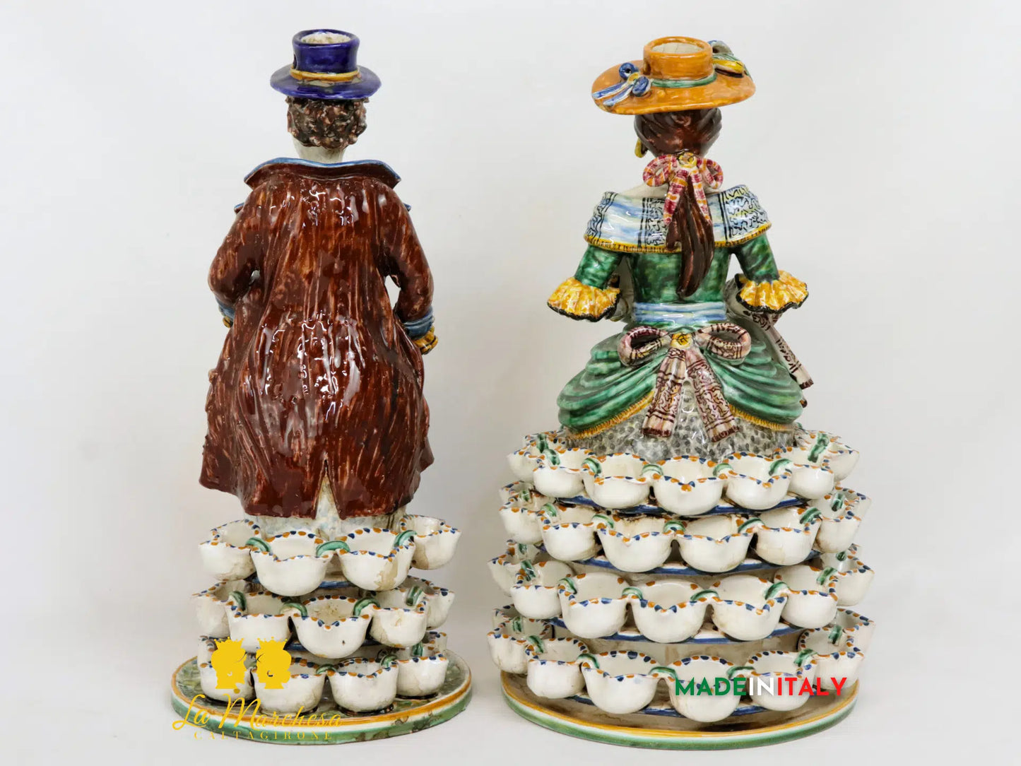 Lumiere in Ceramica di Caltagirone Statuette Decorate 31cm