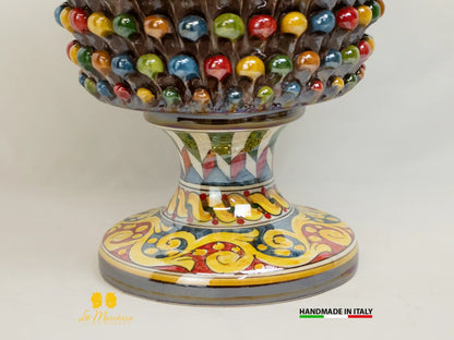 Portavaso da interno in Ceramica di Caltagirone Pigna Siciliana Madreperla Cratere