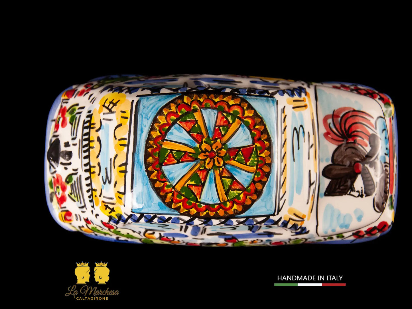 Modellino decorato d'epoca Ceramica di Caltagirone Sicilia 18cm