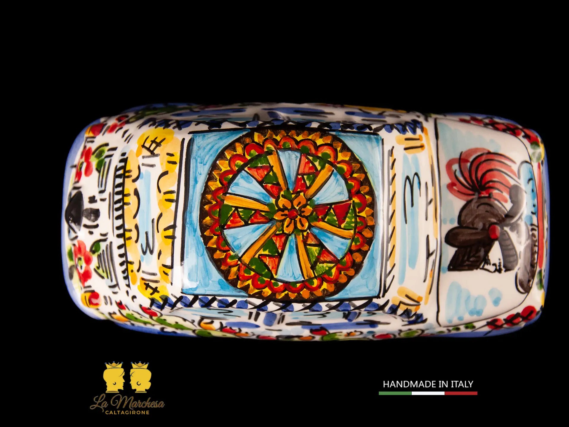 Modellino decorato d'epoca Ceramica di Caltagirone Sicilia 18cm