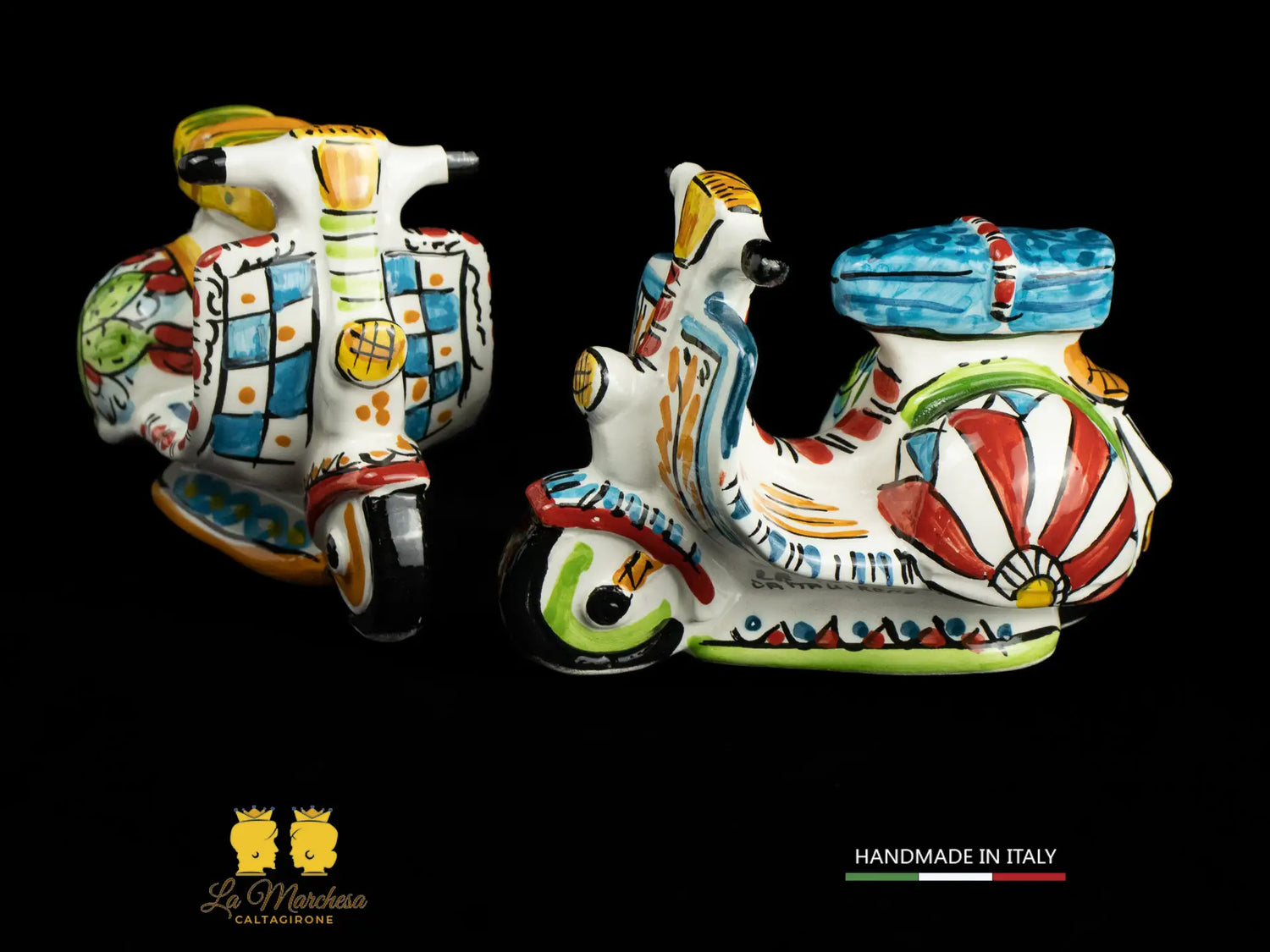 Vespa Piaggio in Ceramica di Caltagirone Decoro carretto 13cm