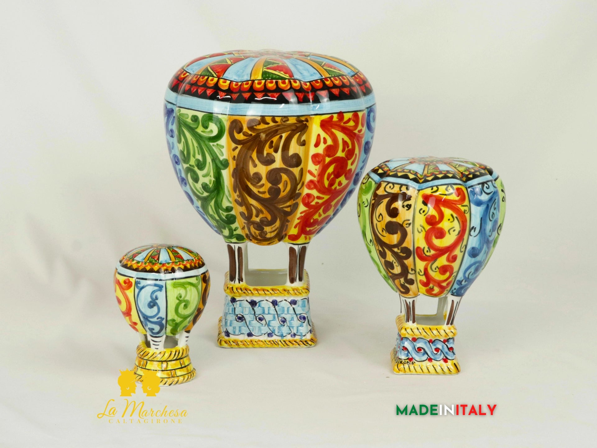 Mongolfiera Decorata in Ceramica di Caltagirone - Vari Modelli