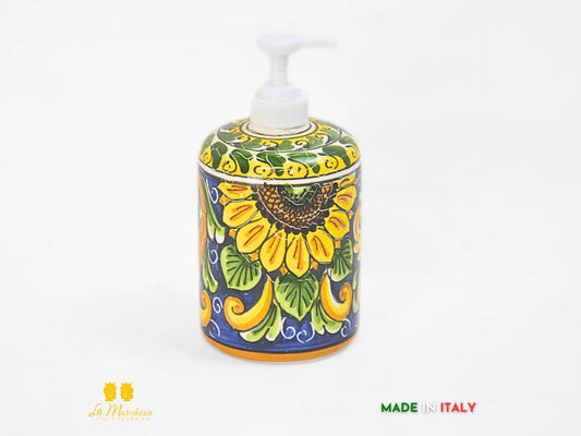 Dispenser per sapone in Ceramica di Caltagirone Girasole