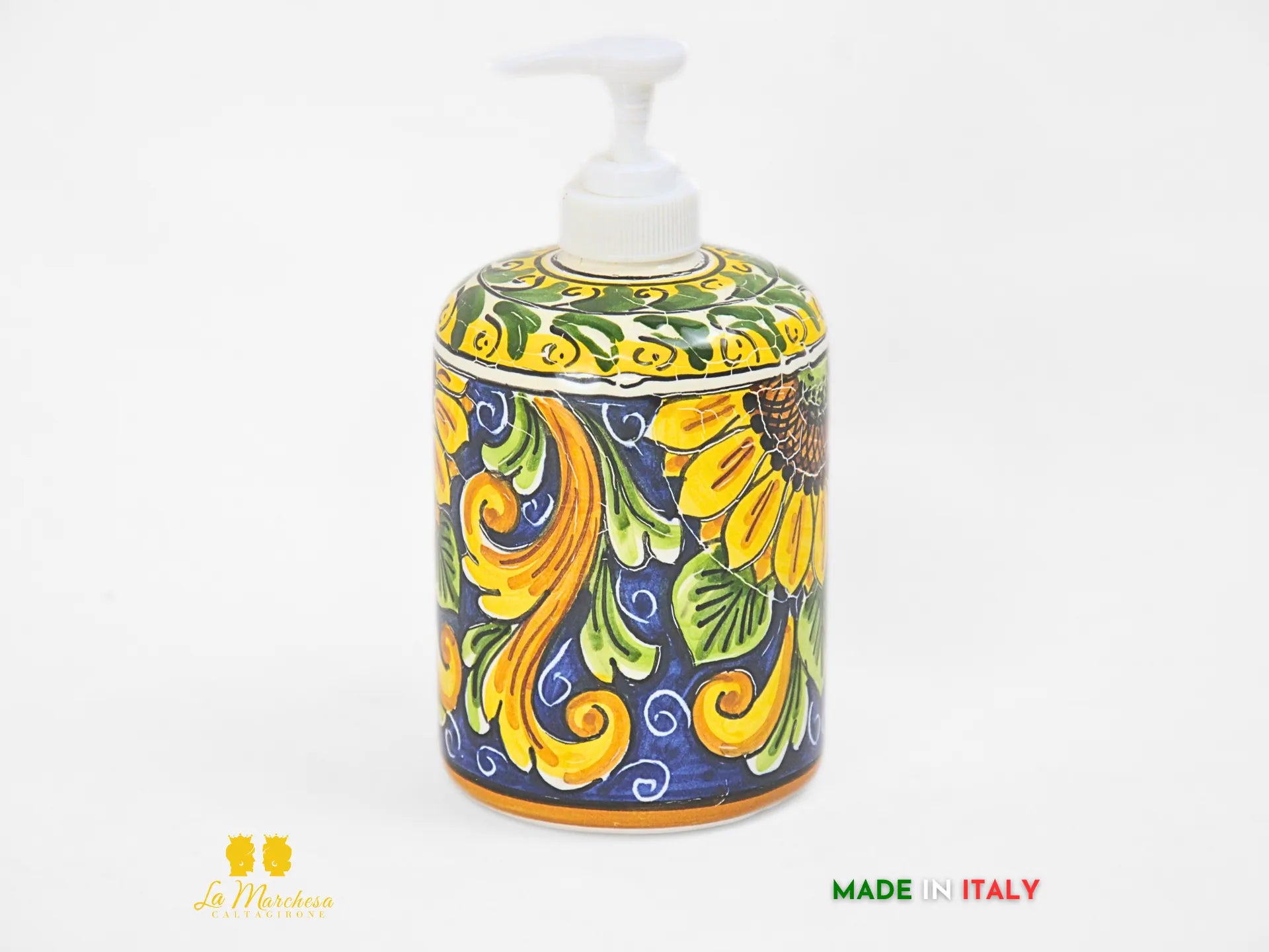 Dispenser per sapone in Ceramica di Caltagirone Girasole