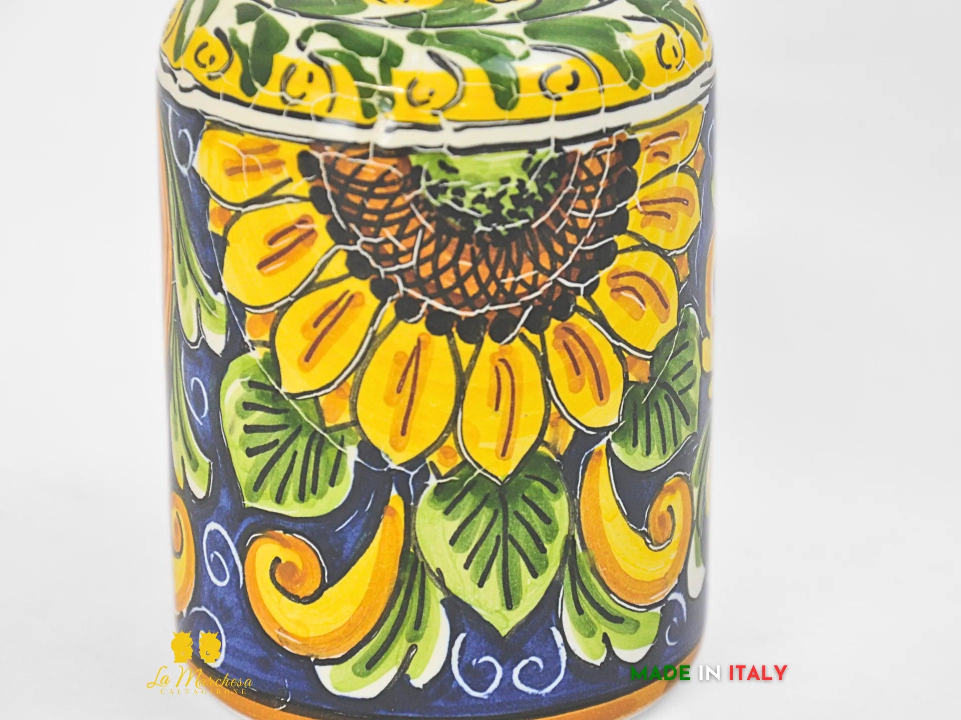 Dispenser per sapone in Ceramica di Caltagirone Girasole