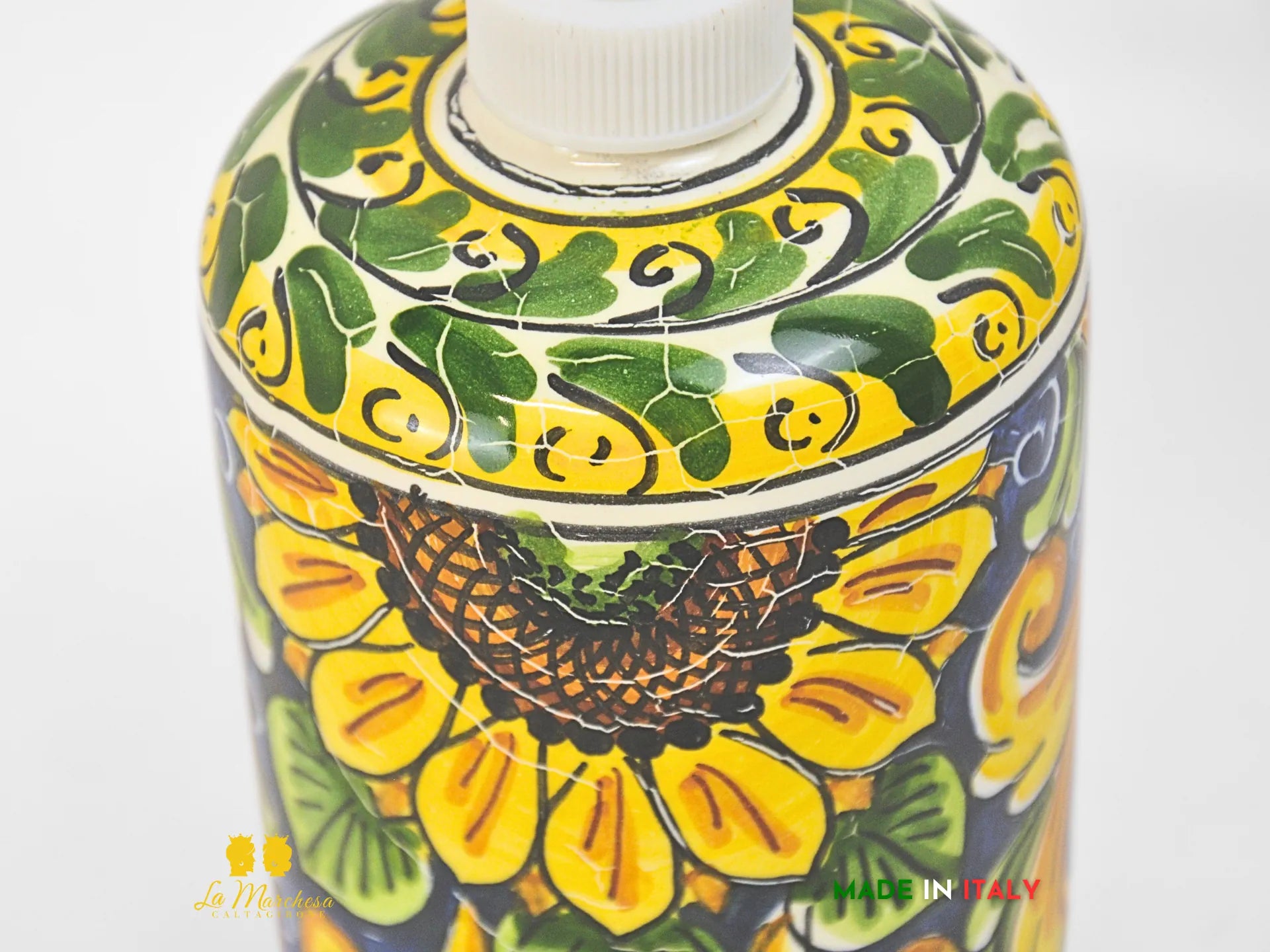 Dispenser sapone in Ceramica di Caltagirone Girasole