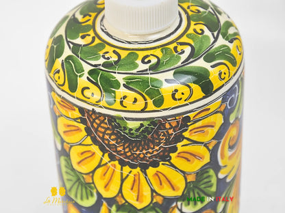 Dispenser sapone in Ceramica di Caltagirone Girasole