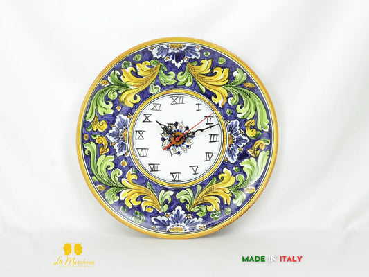 OUTLET - Orologio in ceramica di Caltagirone blu antico 32cm
