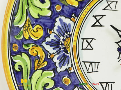 OUTLET - Orologio in ceramica di Caltagirone blu antico 32cm