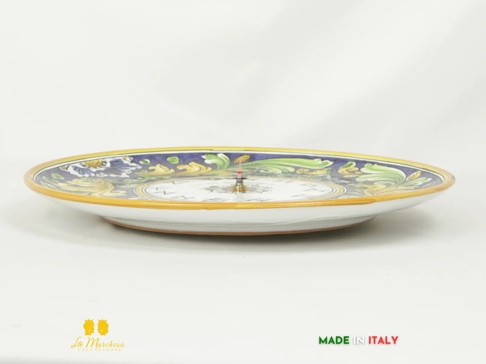 OUTLET - Orologio in ceramica di Caltagirone blu antico 32cm