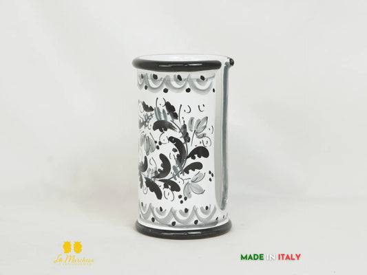 OUTLET Porta bicchieri in Ceramica di Caltagirone bianco nero