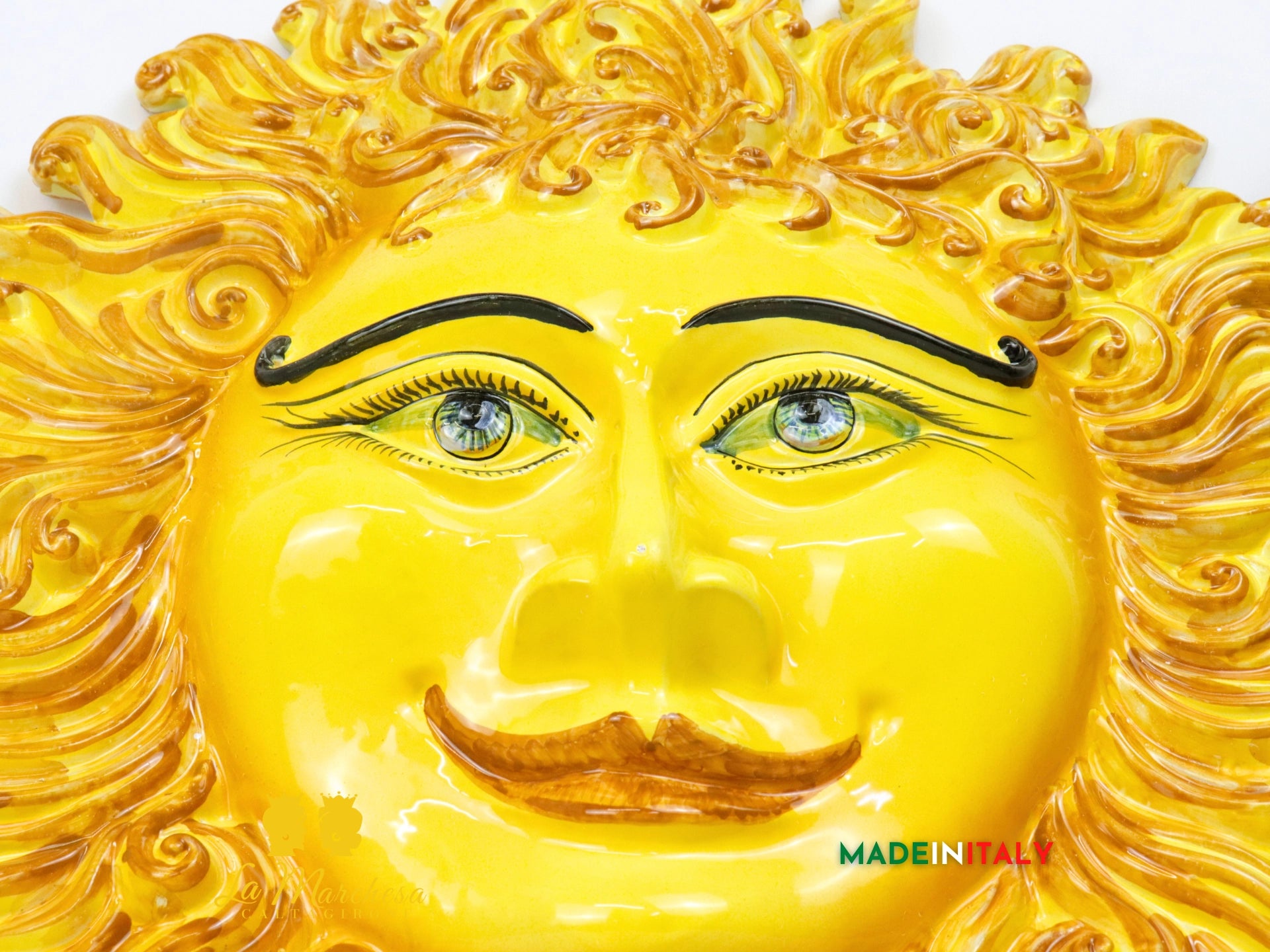 OUTLET - Sole Fuoco in Ceramica di Caltagirone 54cm maschera sole siciliano