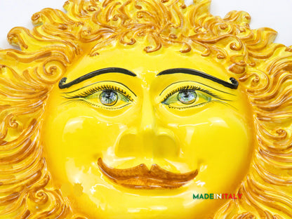 OUTLET - Sole Fuoco in Ceramica di Caltagirone 54cm maschera sole siciliano