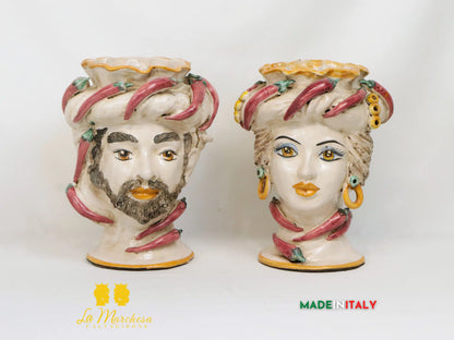OUTLET - Teste di Moro Peperoncino in Ceramica di Caltagirone 27cm