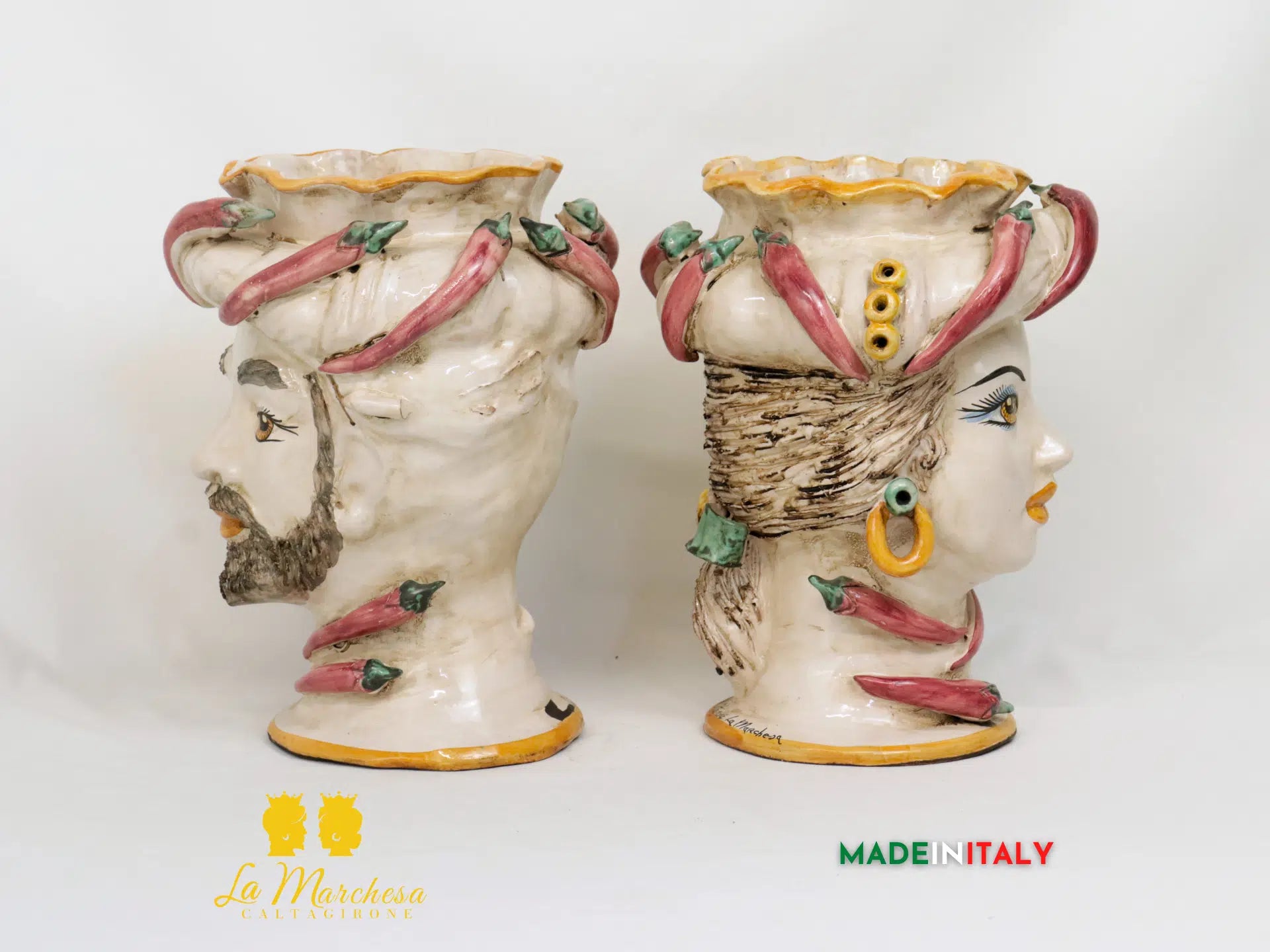 OUTLET - Teste di Moro Peperoncino in Ceramica di Caltagirone 27cm