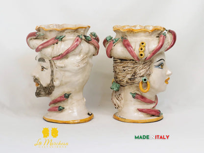 OUTLET - Teste di Moro Peperoncino in Ceramica di Caltagirone 27cm