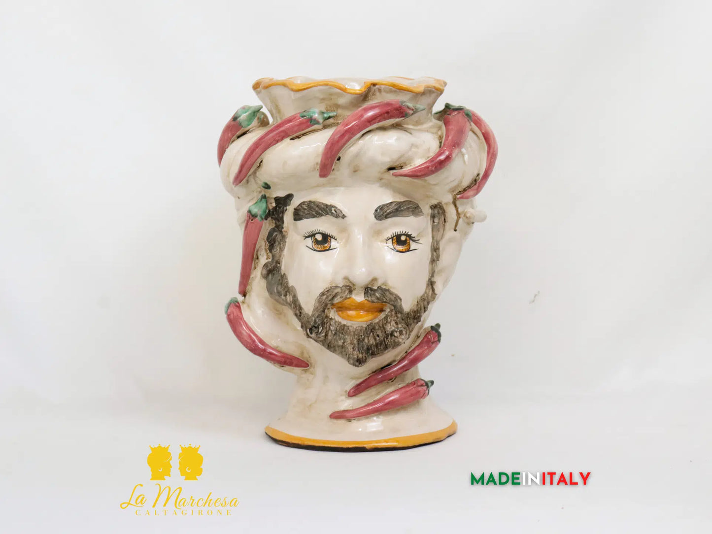 OUTLET - Teste di Moro Peperoncino in Ceramica di Caltagirone 27cm
