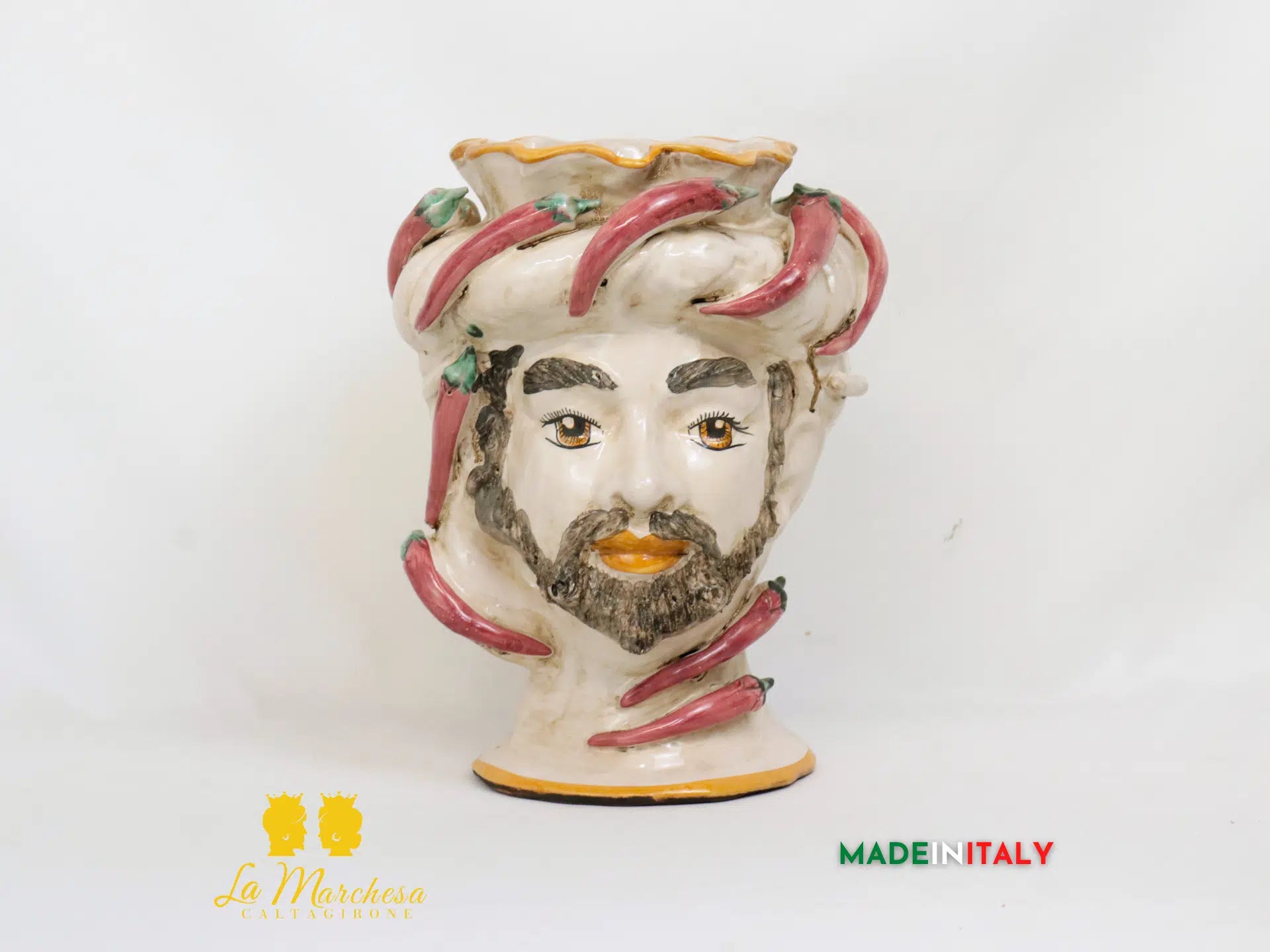 OUTLET - Teste di Moro Peperoncino in Ceramica di Caltagirone 27cm