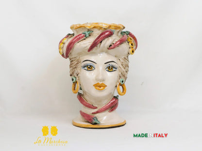 OUTLET - Teste di Moro Peperoncino in Ceramica di Caltagirone 27cm