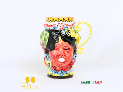 OUTLET - Teste di Moro Tazza Decorata in Ceramica di Caltagirone - Vari Modelli
