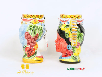 OUTLET - Teste di Moro Tazza Decorata in Ceramica di Caltagirone - Vari Modelli