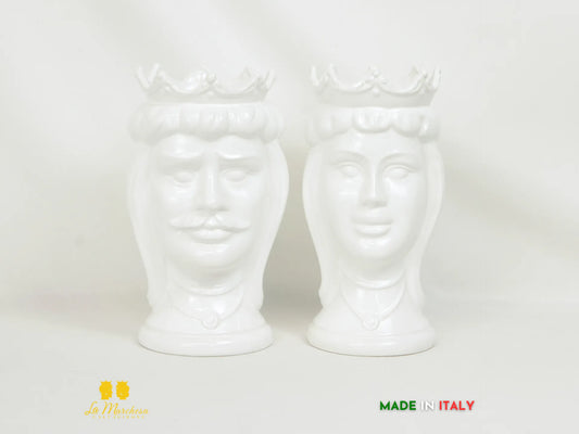 OUTLET - Teste di Moro in Ceramica di Caltagirone bianche minimal