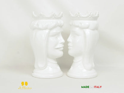 OUTLET - Teste di Moro in Ceramica di Caltagirone bianche minimal