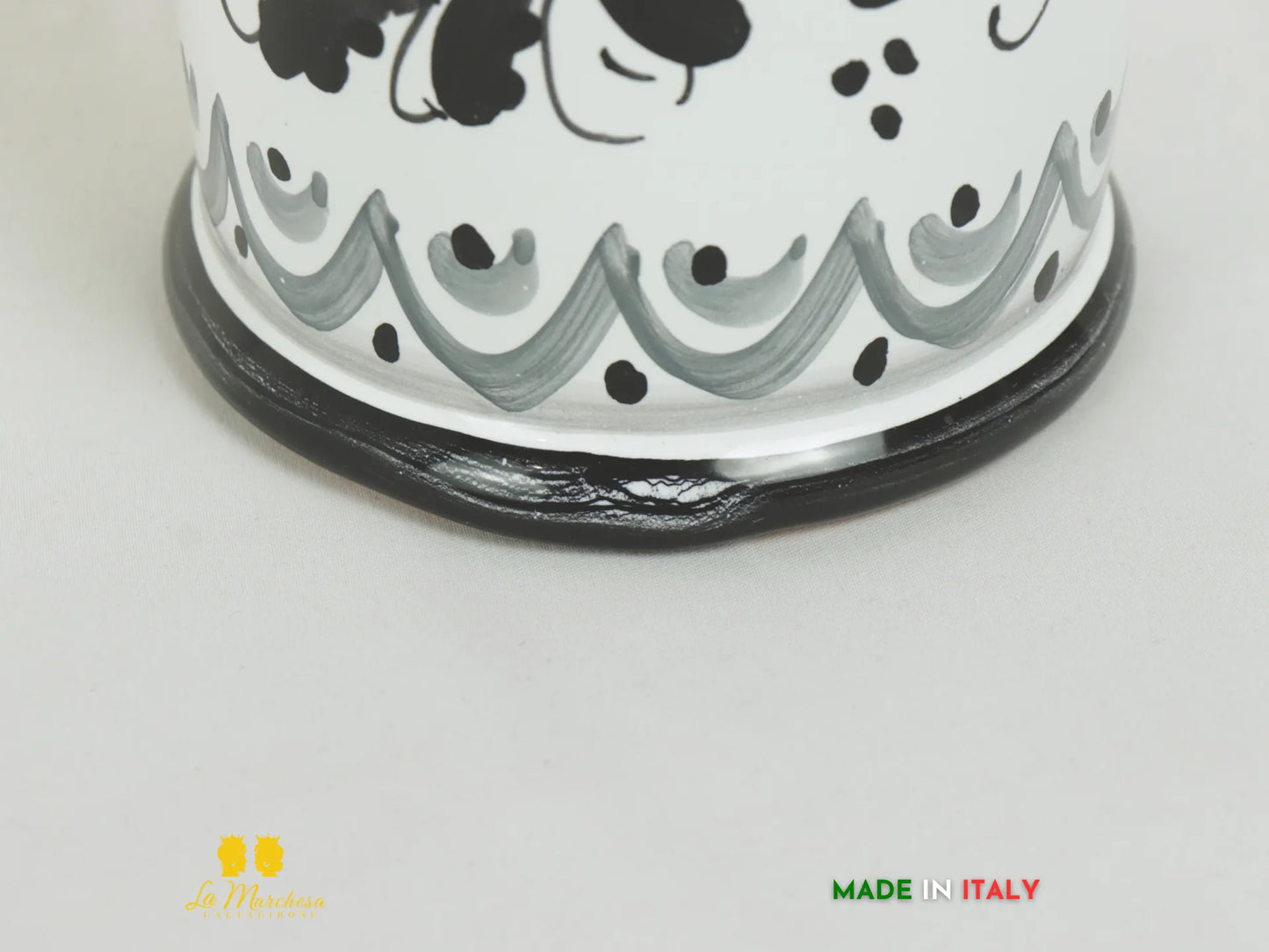 OUTLET Porta bicchieri in Ceramica di Caltagirone bianco nero