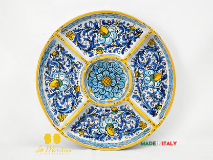 OUTLET - Antipastiera 5 Scomparti in Ceramica di Caltagirone Ø31,5 cm