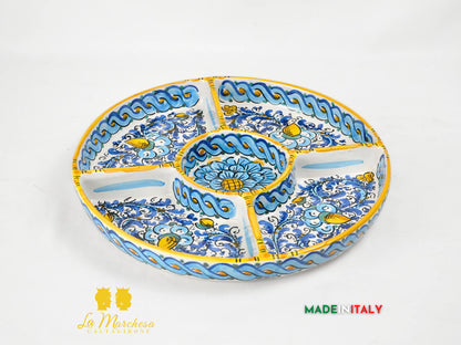 OUTLET - Antipastiera 5 Scomparti in Ceramica di Caltagirone Ø31,5 cm