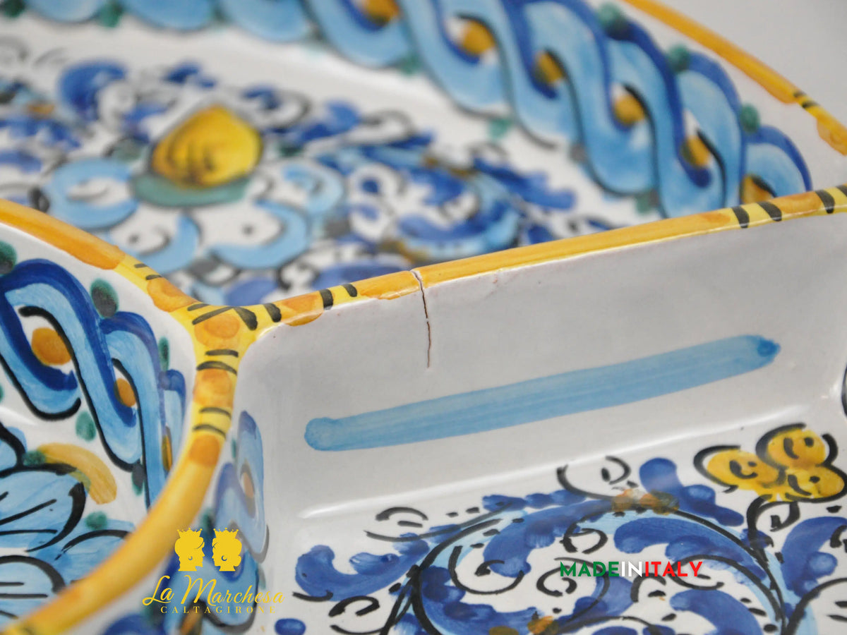 OUTLET - Antipastiera 5 Scomparti in Ceramica di Caltagirone Ø31,5 cm