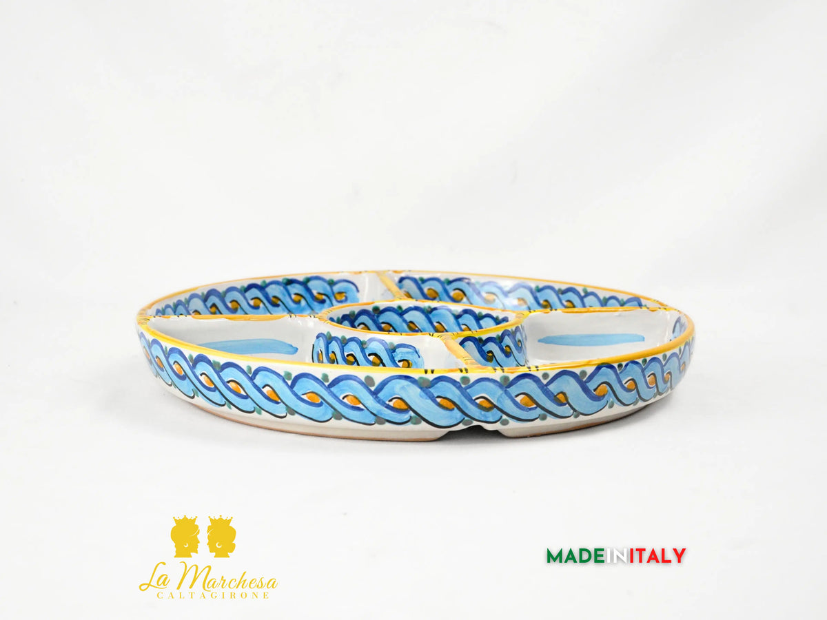 OUTLET - Antipastiera 5 Scomparti in Ceramica di Caltagirone Ø31,5 cm