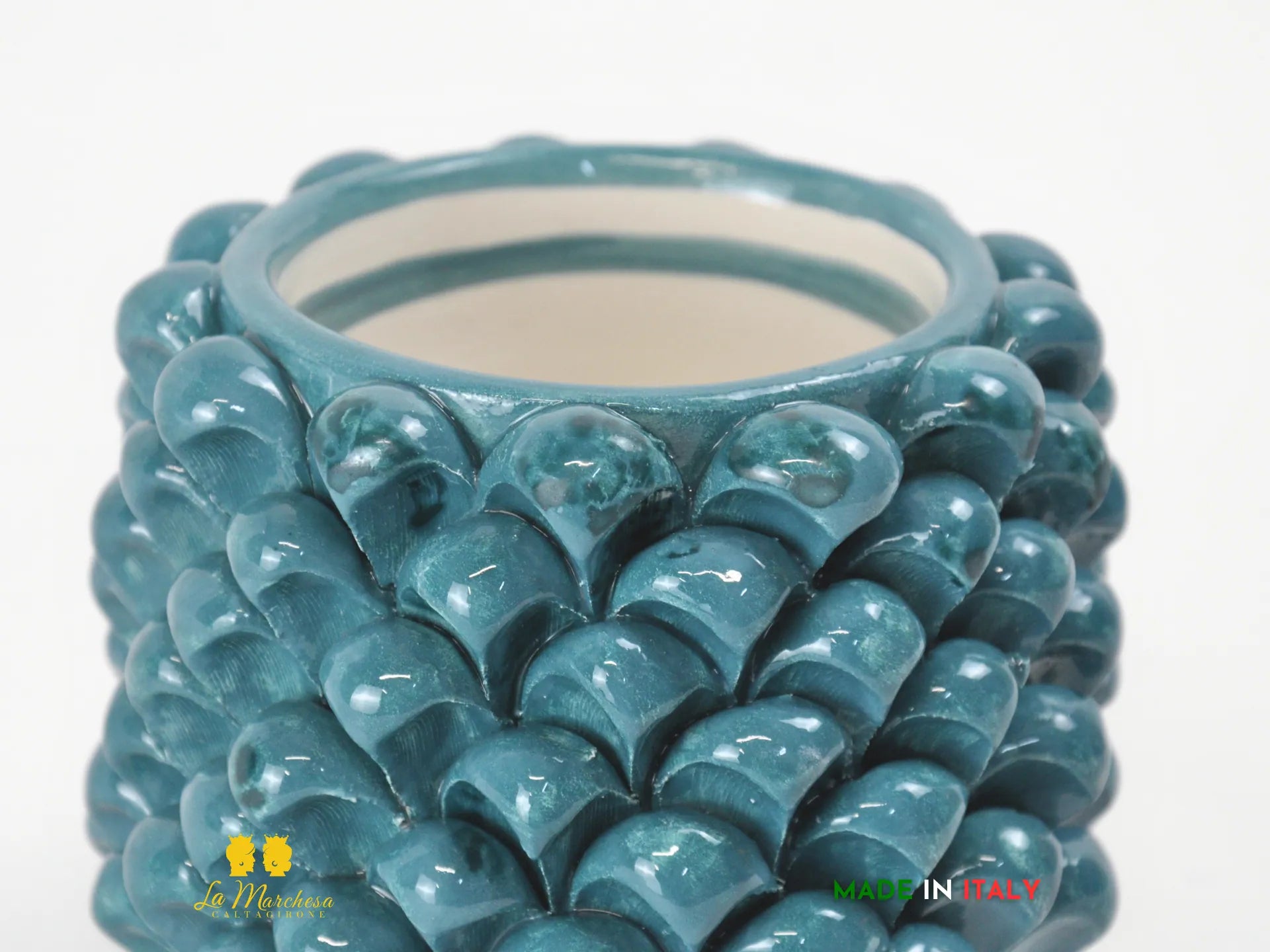 OUTLET - Bicchiere portapenne in Ceramica di Caltagirone pigna siciliana Ottanio