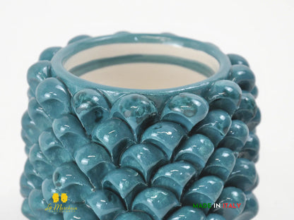 OUTLET - Bicchiere portapenne in Ceramica di Caltagirone pigna siciliana Ottanio