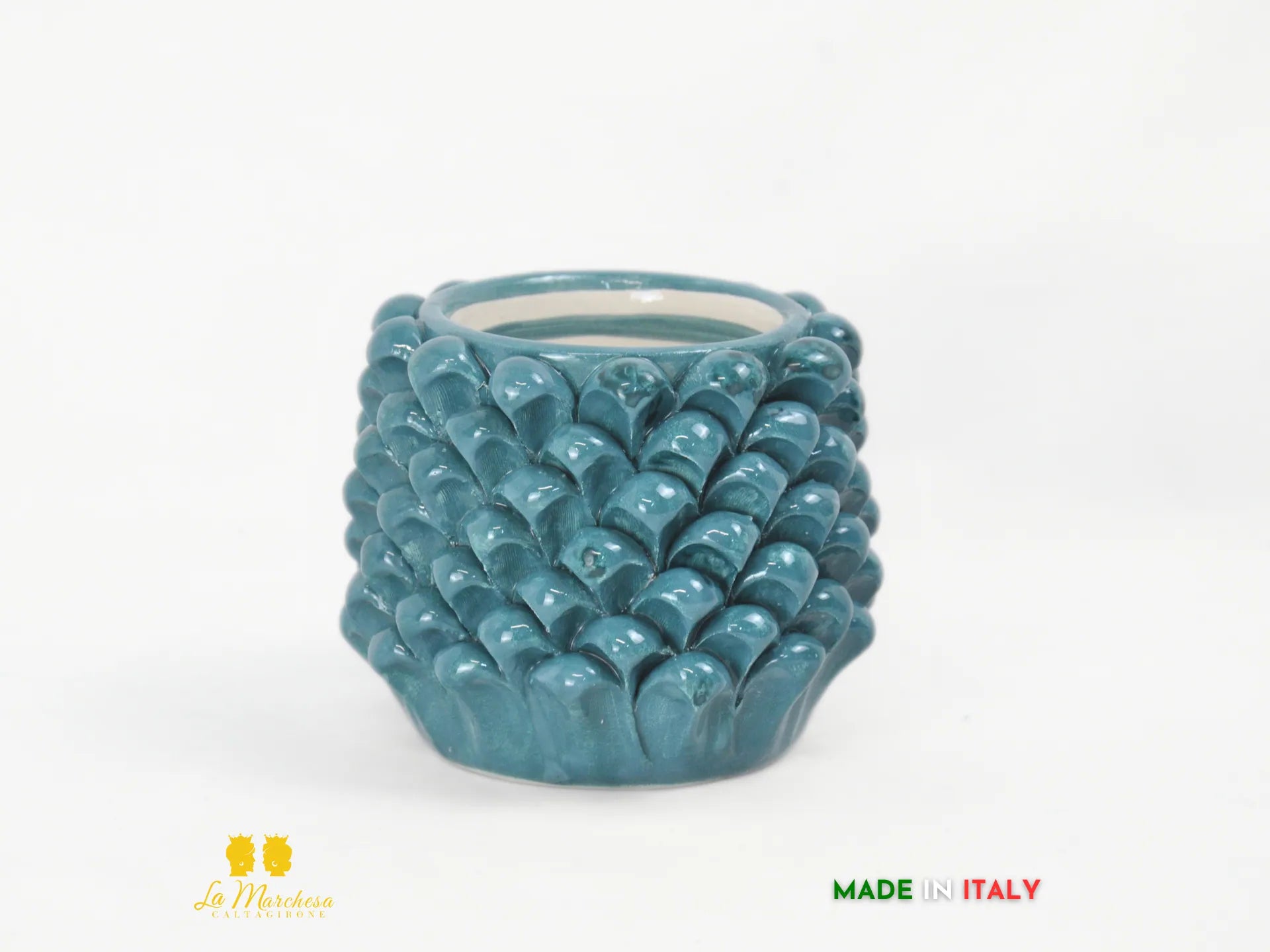 OUTLET - Bicchiere portapenne in Ceramica di Caltagirone pigna siciliana Ottanio
