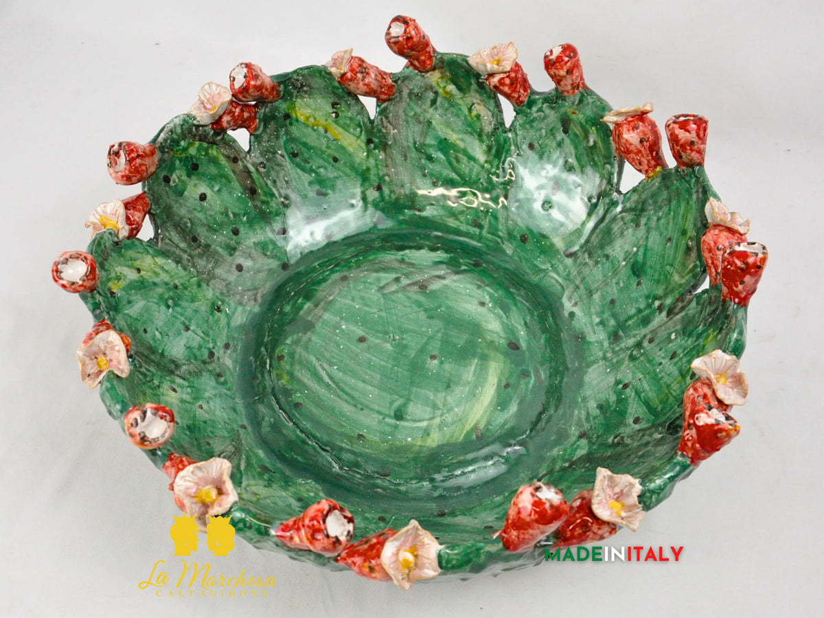 OUTLET - Centrotavola Fichi D'India in Ceramica di Caltagirone 39cm