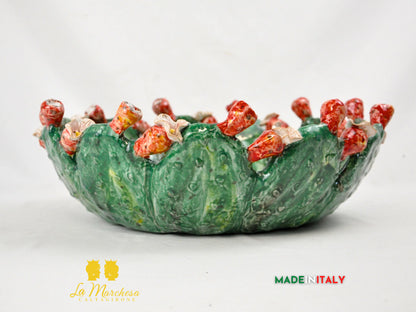 OUTLET - Centrotavola Fichi D'India in Ceramica di Caltagirone 39cm