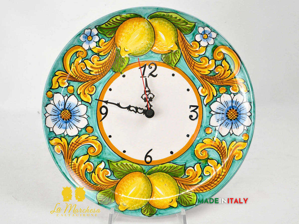 OUTLET - Orologio in Ceramica di Caltagirone Limoni 30cm
