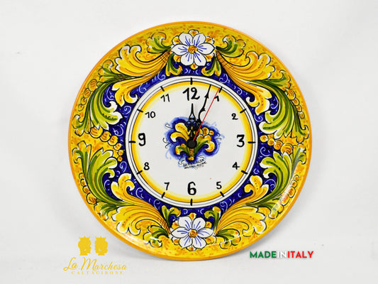 OUTLET - Piatto Orologio in Ceramica di Caltagirone Ornato 31cm