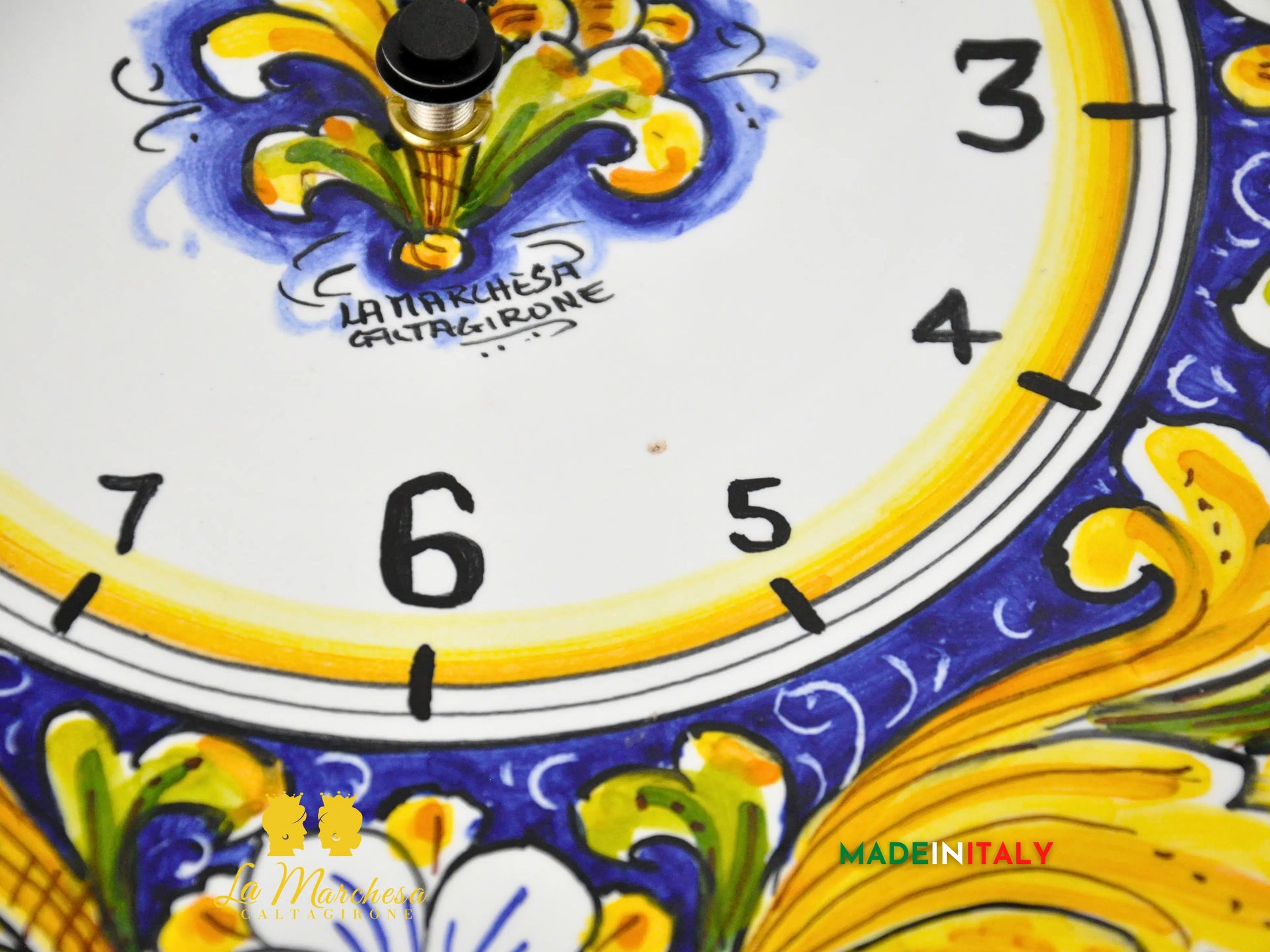 OUTLET - Piatto Orologio in Ceramica di Caltagirone Ornato 31cm