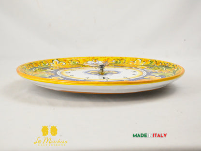 OUTLET - Piatto Orologio in Ceramica di Caltagirone Ornato 31cm