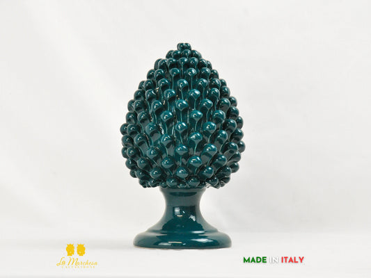 OUTLET - Pigna Artigianale in Ceramica di Caltagirone monocolore Ottanio 31cm