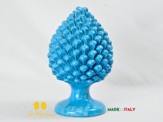 OUTLET - Pigna Siciliana Artigianale Celeste in Ceramica di Caltagirone 31cm