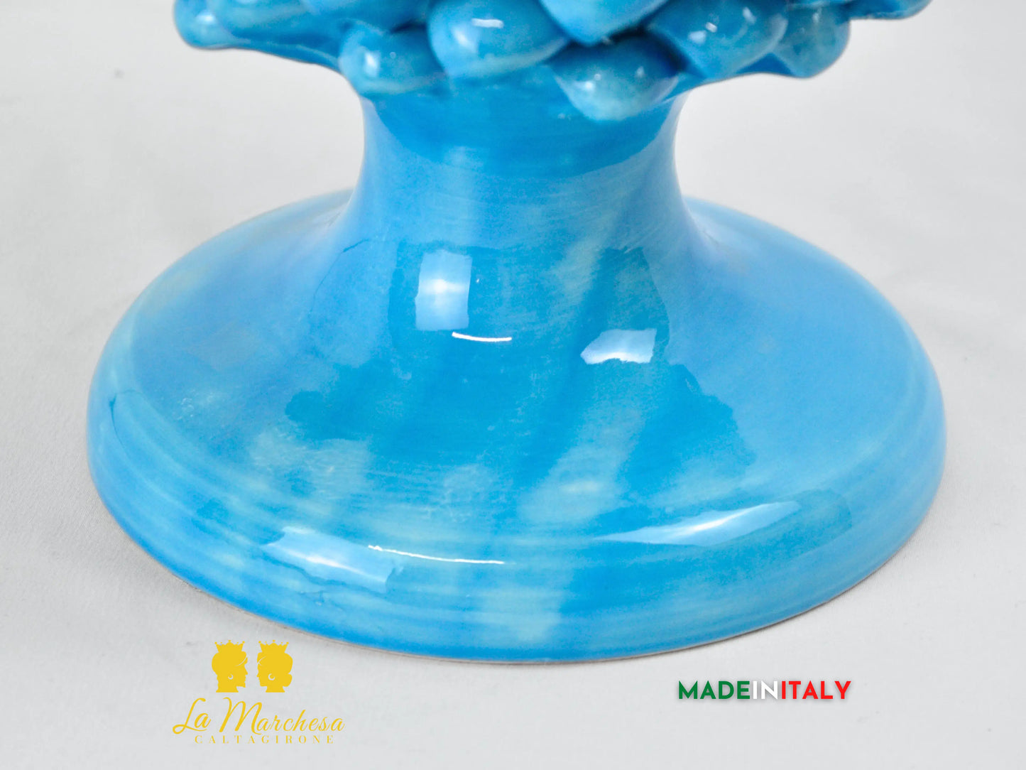OUTLET - Pigna Siciliana Artigianale Celeste in Ceramica di Caltagirone 31cm