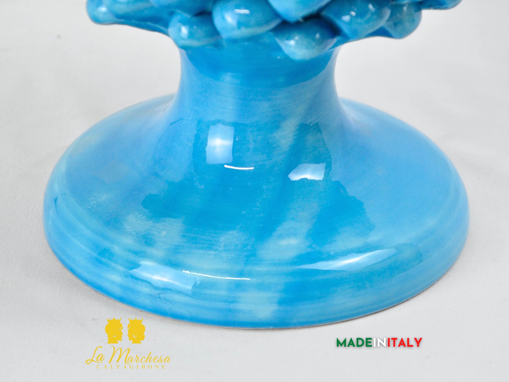OUTLET - Pigna Siciliana Artigianale Celeste in Ceramica di Caltagirone 31cm