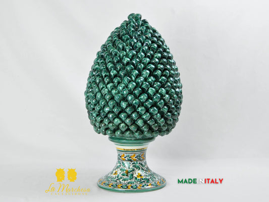  Pigna Siciliana Artigianale in Ceramica di Caltagirone Verde Rame