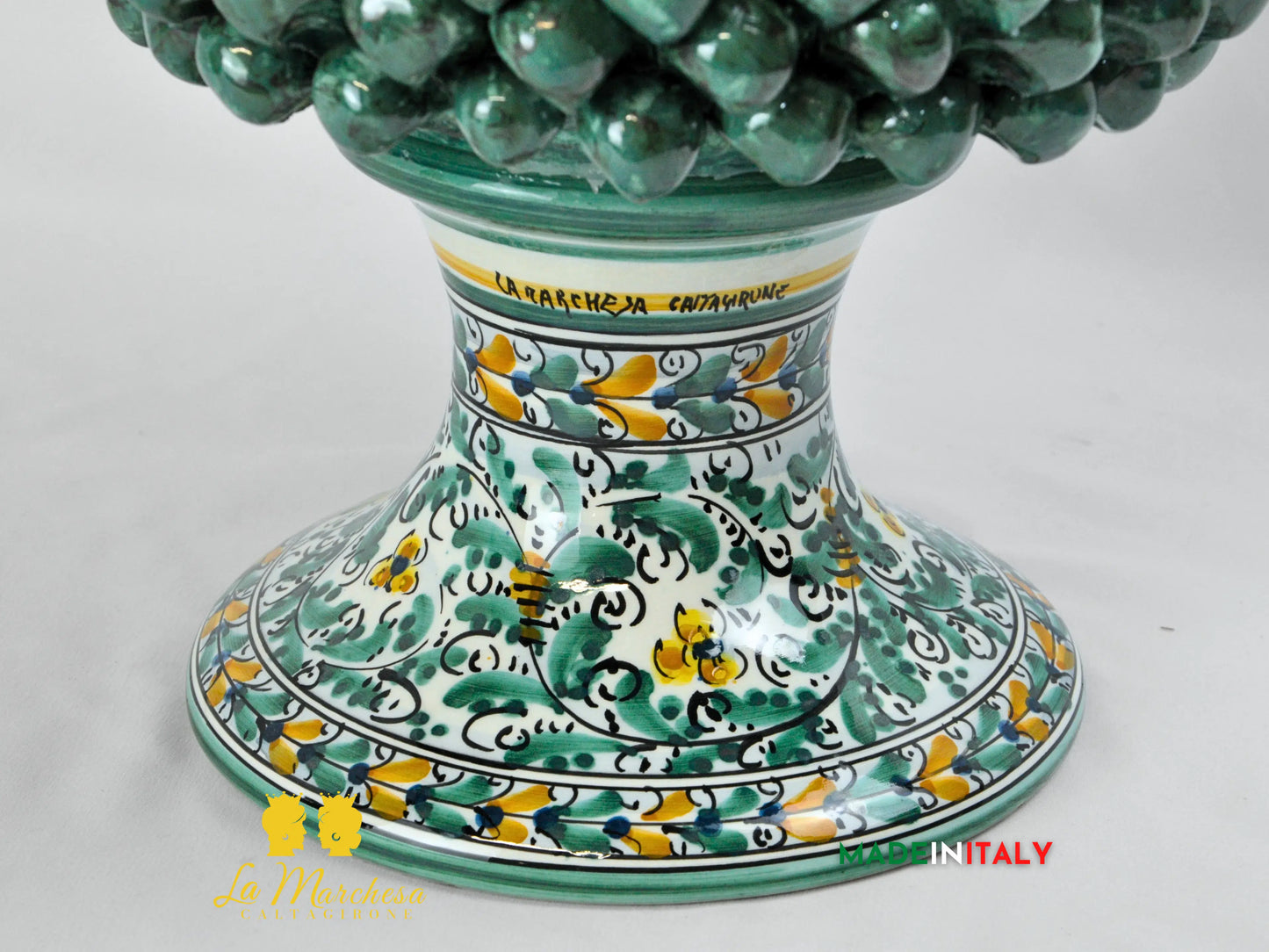  Pigna Siciliana Artigianale in Ceramica di Caltagirone Verde Rame