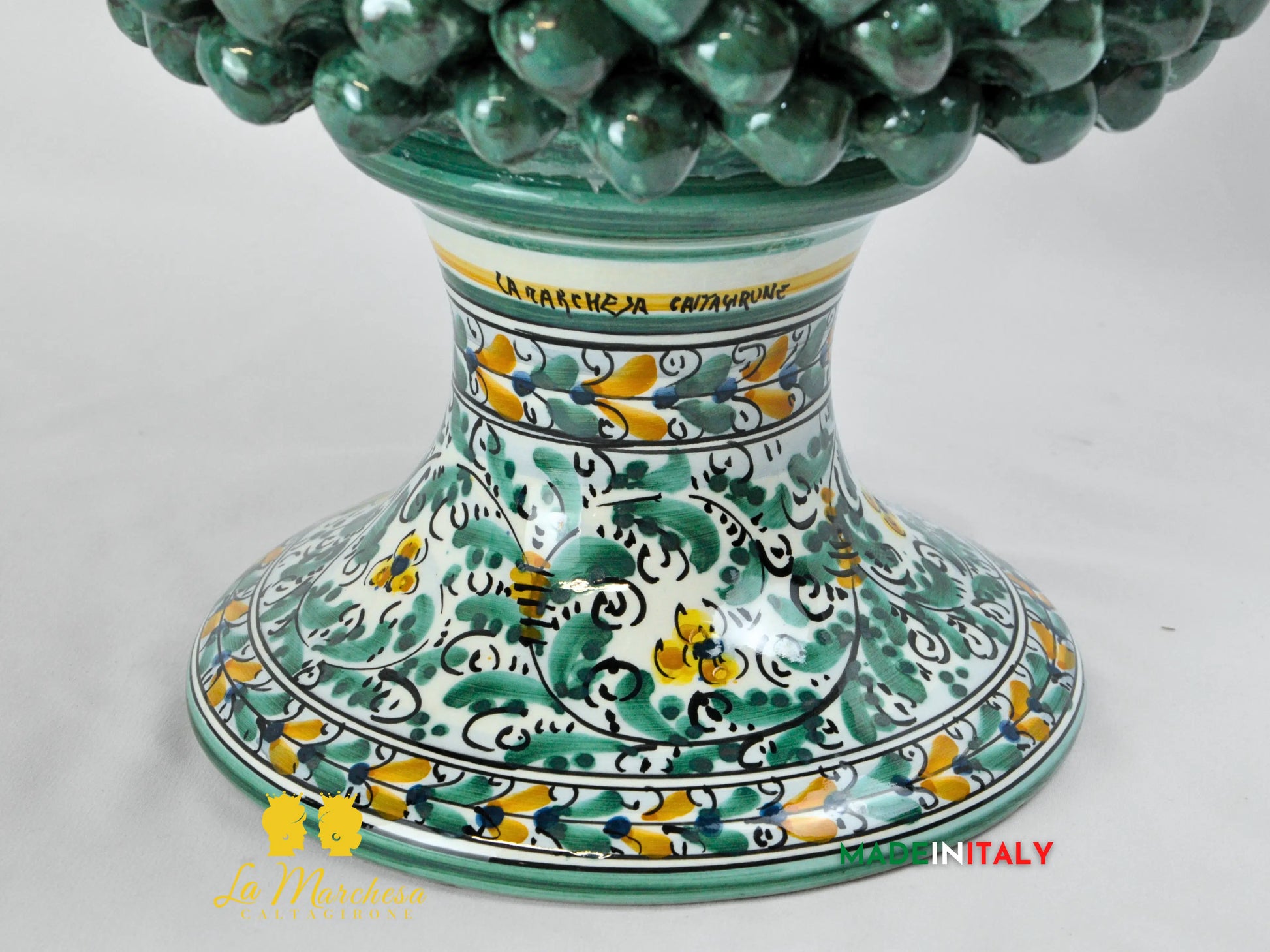  Pigna Siciliana Artigianale in Ceramica di Caltagirone Verde Rame